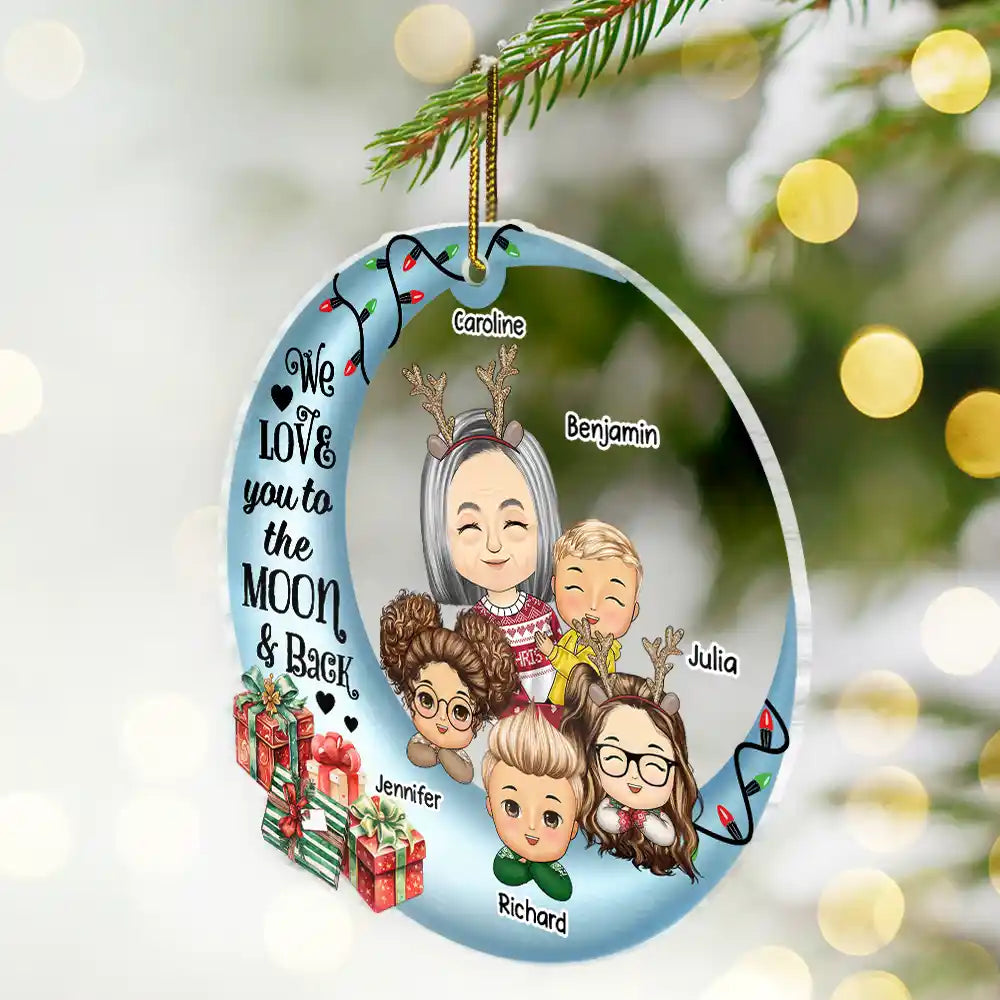 I Love You To The Moon And Back Grandma Grandkids - Personalized Custom Shaped Acrylic Ornament