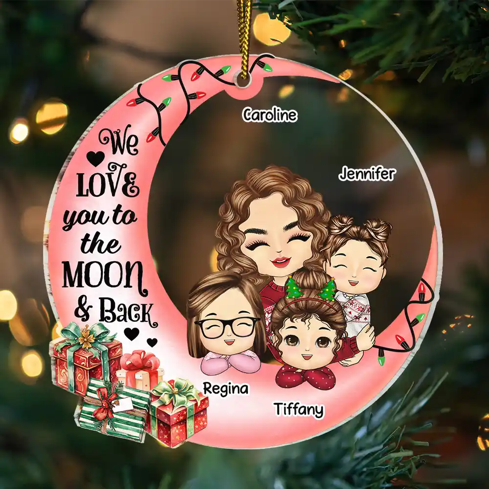 I Love You To The Moon And Back Grandma Grandkids - Personalized Custom Shaped Acrylic Ornament