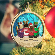 Décoration attrape-soleil personnalisée pour Noël : sœurs assises ensemble 