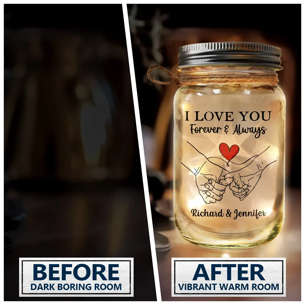 I Love You Forever & Always - Personalized Mason Jar Light