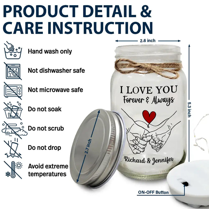 I Love You Forever & Always - Personalized Mason Jar Light