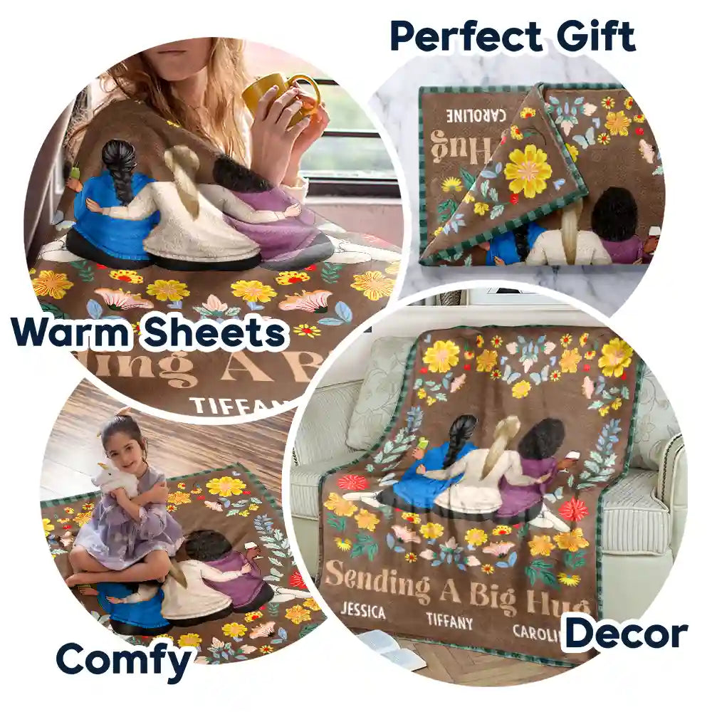 Gift For Sisters, Gift For Bestie - Wraping You In Love - Personalized Fleece Blanket, Sherpa Blanket