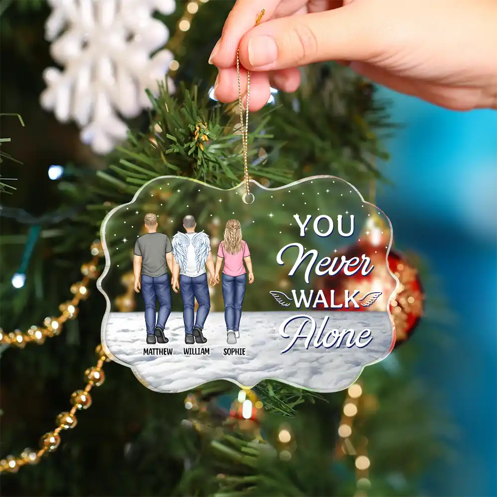 Family - You Never Walk Alone I'm Always With You - Personalized Medallion Acrylic Ornament