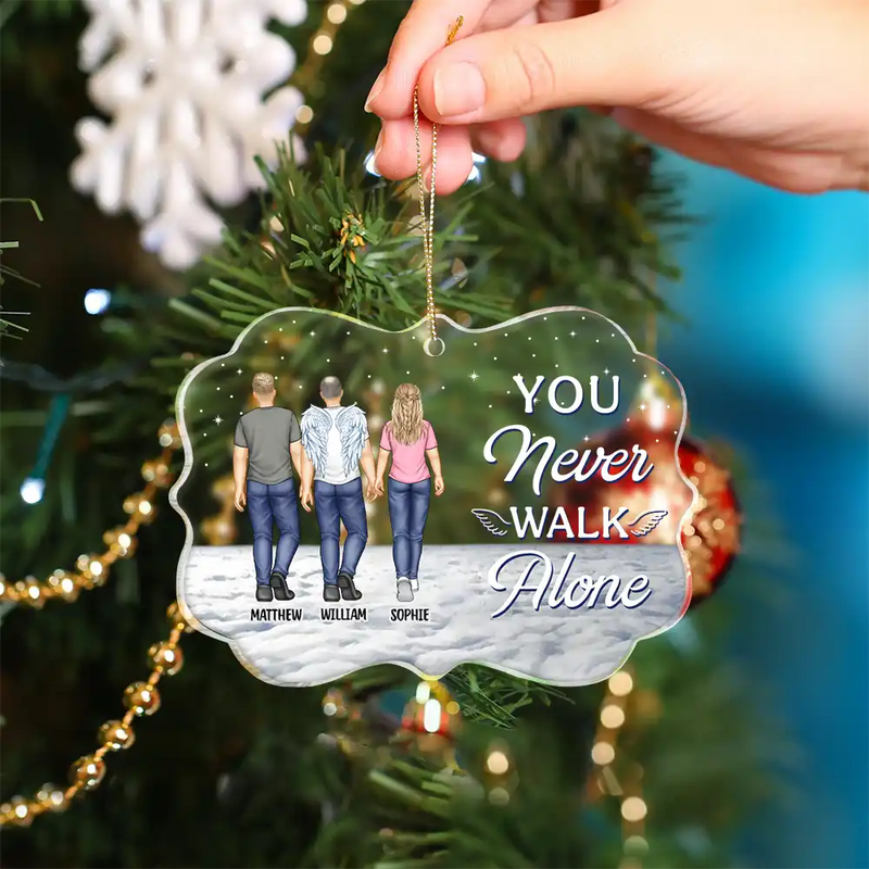 Family - You Never Walk Alone I'm Always With You - Personalized Medallion Acrylic Ornament