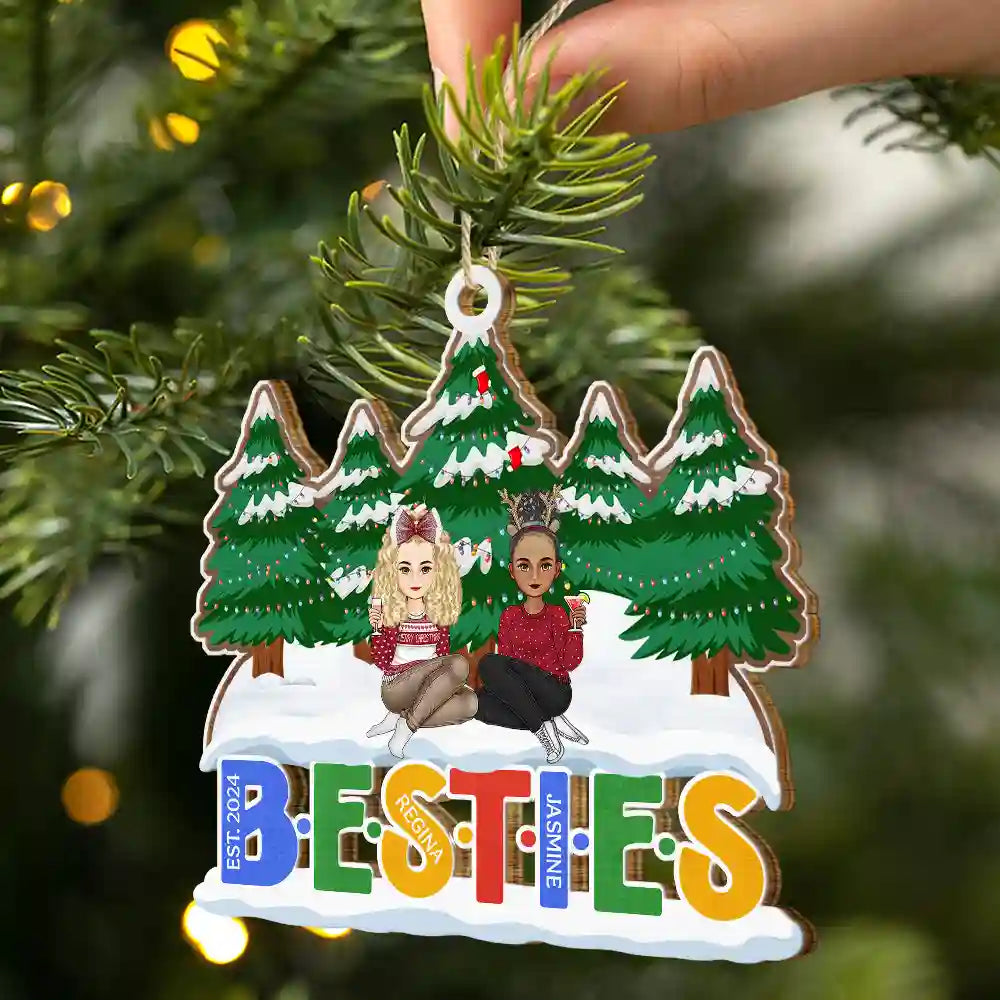 Gift For Bestie, Gifts For Colleagues - Christmas Friends Always Better Together - Personalized Wooden Cutout Ornament
