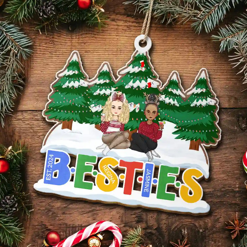 Gift For Bestie, Gifts For Colleagues - Christmas Friends Always Better Together - Personalized Wooden Cutout Ornament