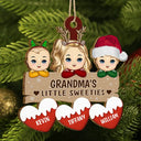 Gift For Grandma, Gift For Grandpa, Gift For Mother, Gift For Father - Grandma's Grandpa's Mom's Dad's Little Sweeties - Personalized Wooden Cutout Ornament