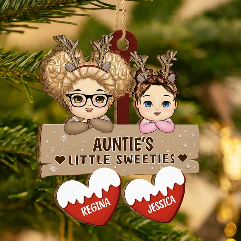 Gift For Grandma, Gift For Grandpa, Gift For Mother, Gift For Father - Grandma's Grandpa's Mom's Dad's Little Sweeties - Personalized Wooden Cutout Ornament