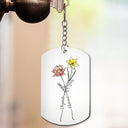 Gift For Couples, Gift For Husband, Gift For Wife, Gift For Boyfriend, Gift For Girlfriend - Birth Flowers With Calendar Our Love Bloomed - Personalized Aluminum Keychain