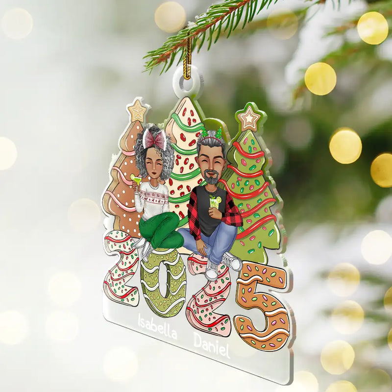 Family Cake, Cookie Trees Christmas Gift For Parent, Kid, Baby - Personalized Cutout Acrylic Ornament