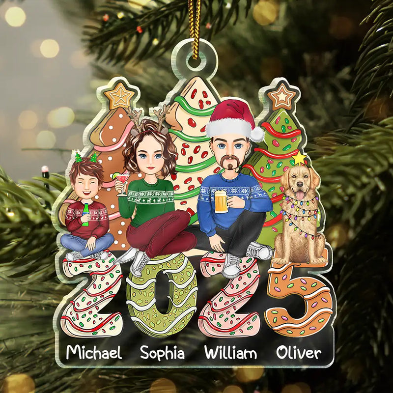 Family Cake, Cookie Trees Christmas Gift For Parent, Kid, Baby - Personalized Cutout Acrylic Ornament