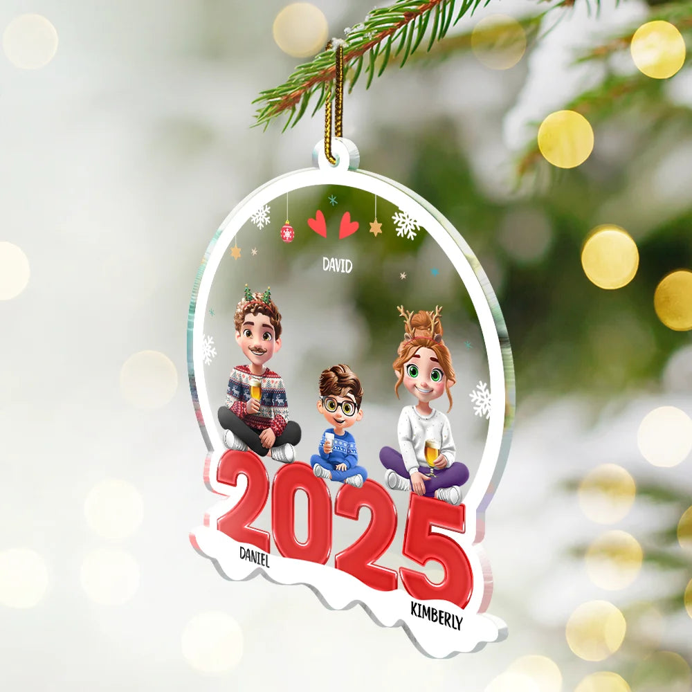 Love, Family, Christmas - Family 3D Effect - Personalized Custom Shaped Acrylic Ornament