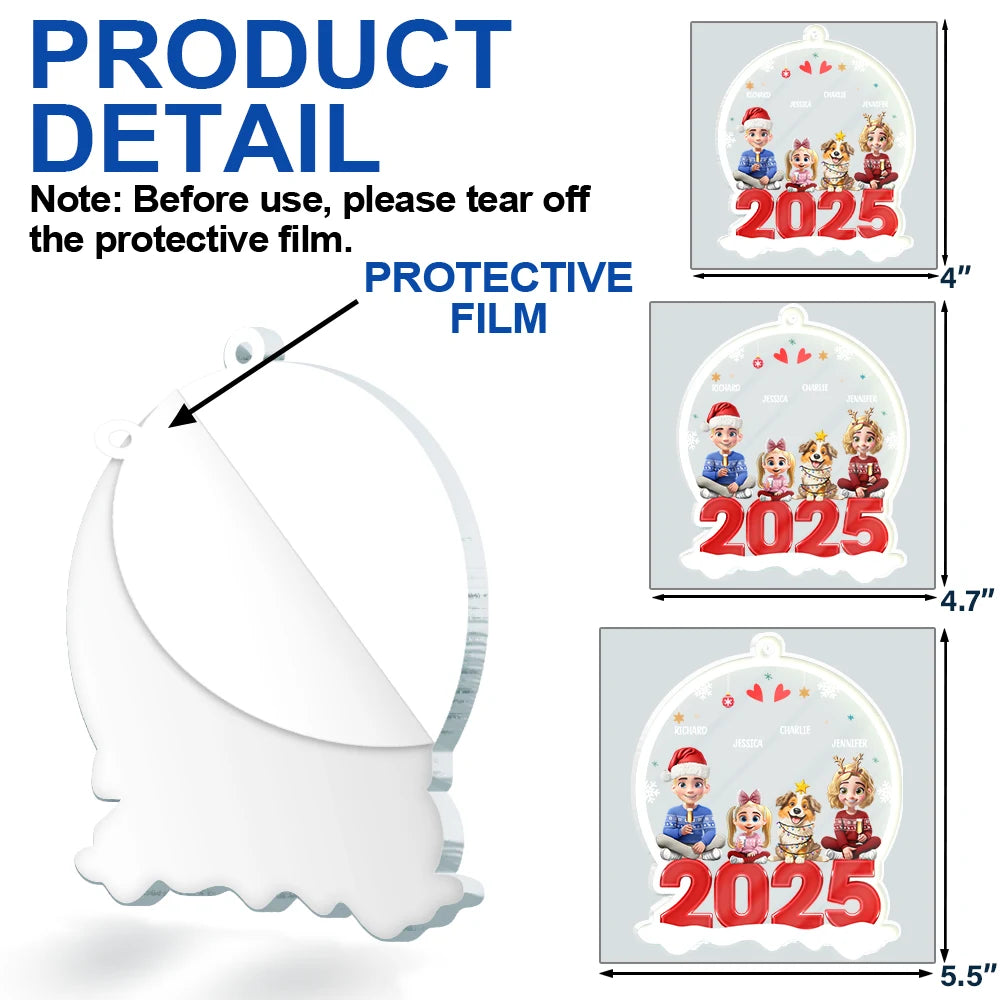 Love, Family, Christmas - Family 3D Effect - Personalized Custom Shaped Acrylic Ornament