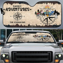 Camping,Campsite,Happy - Family Adventures Camping - Personalized Auto Sunshade