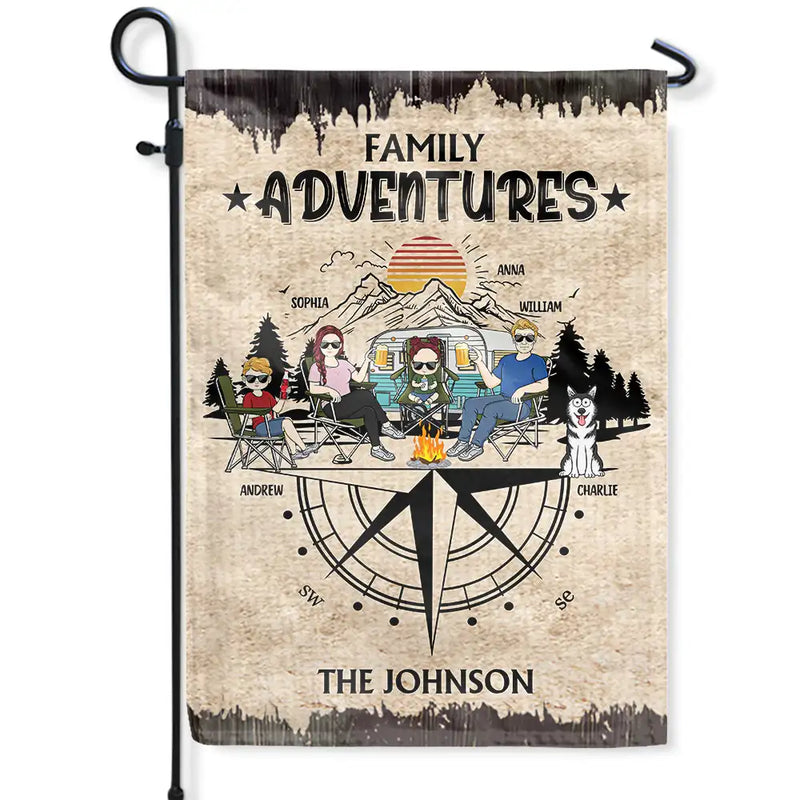 Family Adventures Camping - Personalized Flag