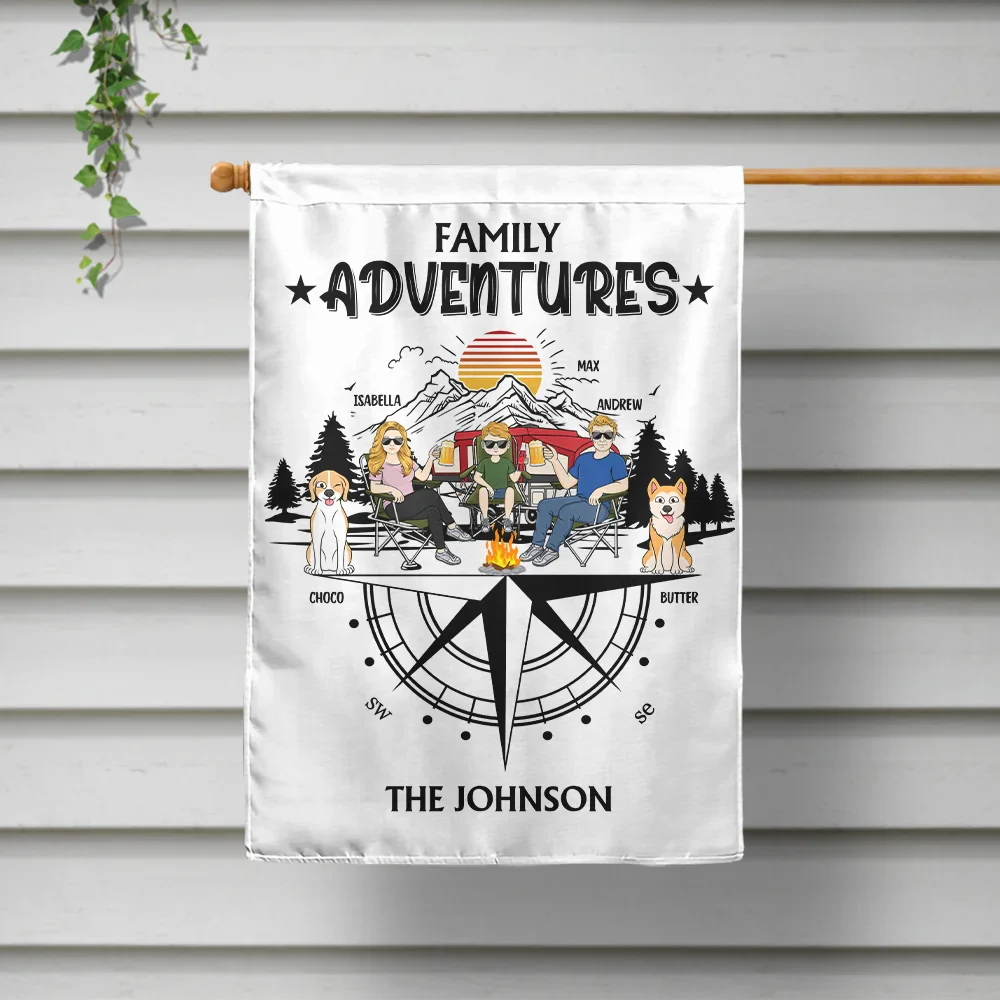 Family Adventures Camping - Personalized Flag
