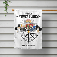 Camping Aventures en Famille - Drapeau Personnalisé