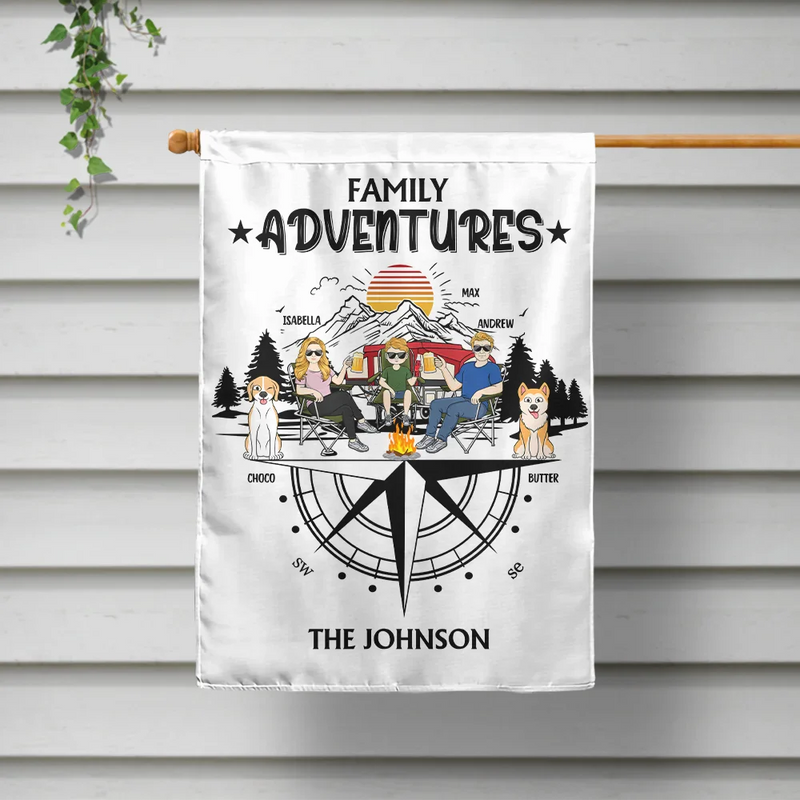 Family Adventures Camping - Personalized Flag
