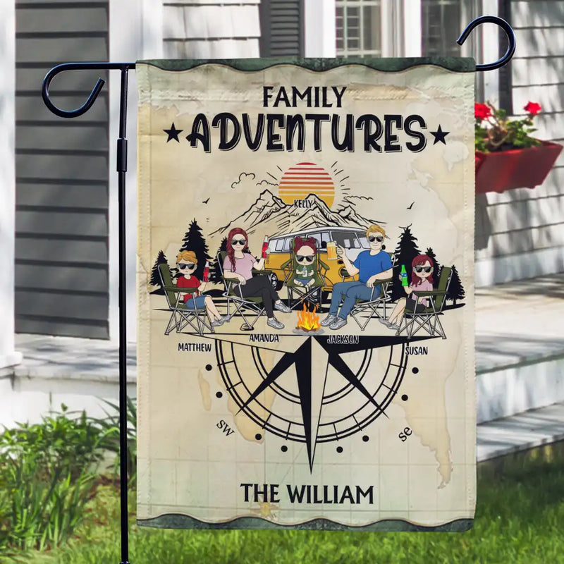 Family Adventures Camping - Personalized Flag