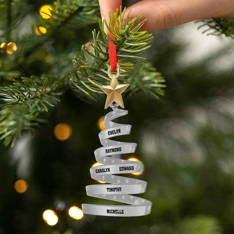 Happy,Family,Christmas - Family And Friends Christmas Tree - Personalized Metal Ornament