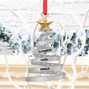 Happy,Family,Christmas - Family And Friends Christmas Tree - Personalized Metal Ornament