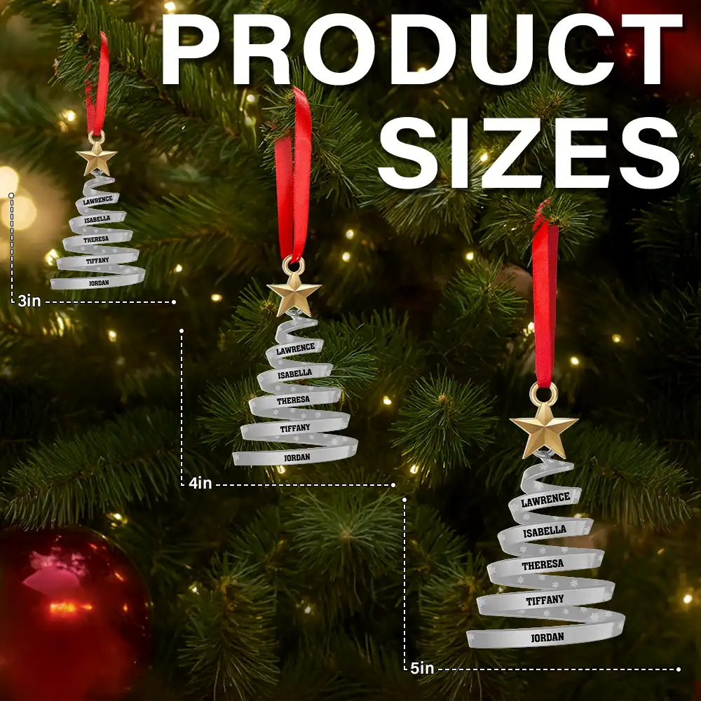 Happy,Family,Christmas - Family And Friends Christmas Tree - Personalized Metal Ornament