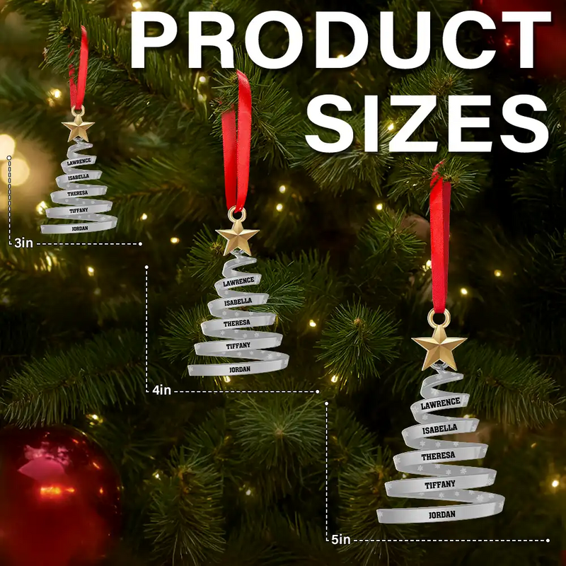 Happy,Family,Christmas - Family And Friends Christmas Tree - Personalized Metal Ornament