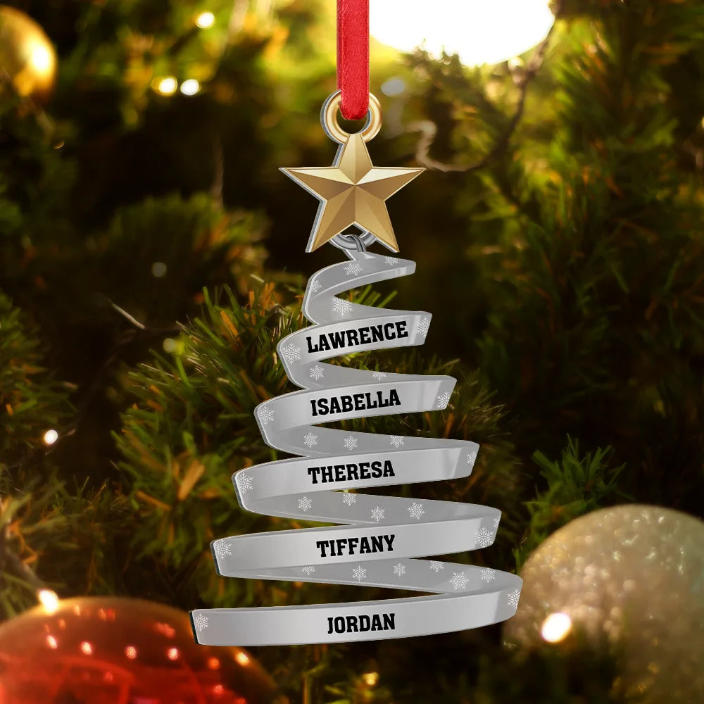 Happy,Family,Christmas - Family And Friends Christmas Tree - Personalized Metal Ornament