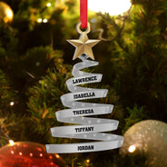Happy,Family,Christmas - Family And Friends Christmas Tree - Personalized Metal Ornament