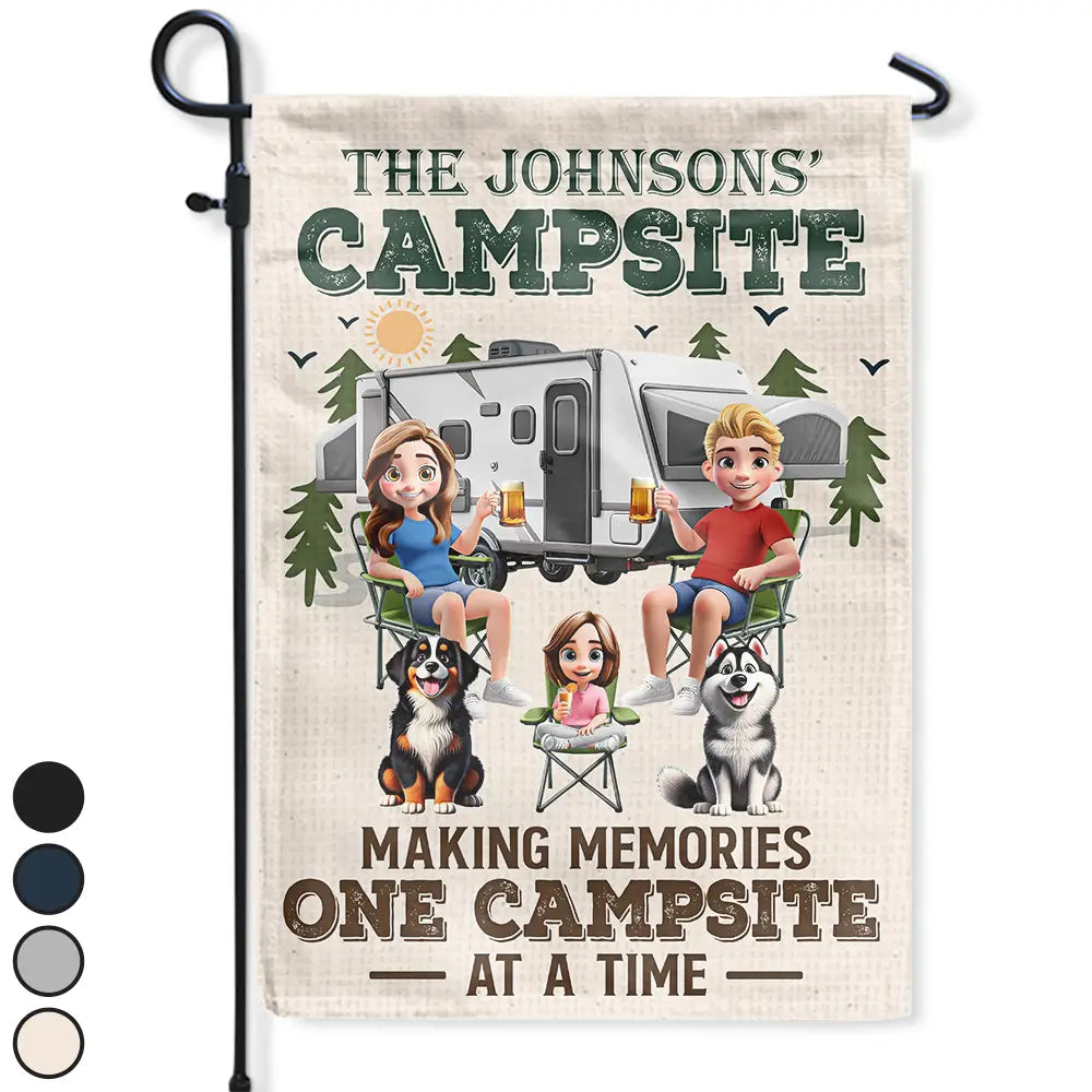 Family,Camping,Campsite,Happy - Family Campsite Making Memories Together - Personalized Flag