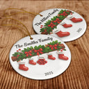 Family,Pet Lovers,Pet Mom,Pet Dad,Pet Couple,Dog Lovers,Dog Couple,Dog Mom,Dog Dad,Cat Lovers,Cat Mom,Cat Dad,Cat Couple,Happy,Christmas,Gift For Women,Gift For Men - Family Christmas Stockings Ceramic Effect - Personalized Circle Ceramic Ornament