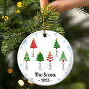 Family,Gift For Women,Gift For Men,Christmas,Top Market,Happy - Family Christmas Tree 3D Inflated - Personalized Circle Ceramic Ornament