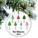 Family,Gift For Women,Gift For Men,Christmas,Top Market,Happy - Family Christmas Tree 3D Inflated - Personalized Circle Ceramic Ornament