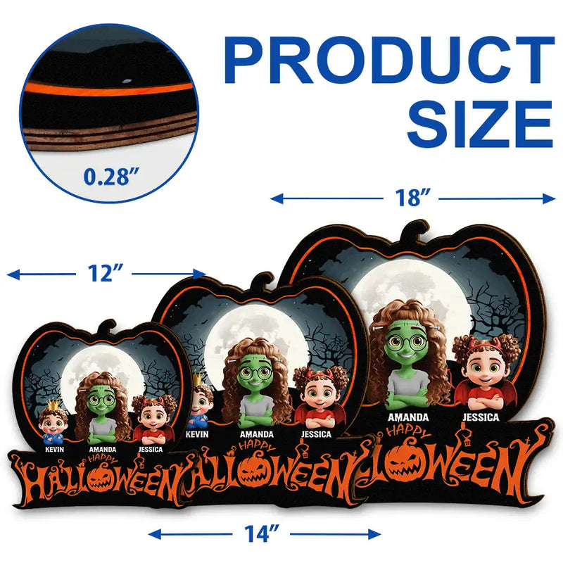Halloween,Family,Funny - Family Costume Happy Halloween - Personalized Custom Shaped Wood Sign