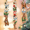 Family,Gift For Couples,Gift For Yourself,Happy - Family Couple Bestie 3D Effect Santa Elf Snowman Reindeer Name - Personalized Custom Shaped Acrylic Ornament