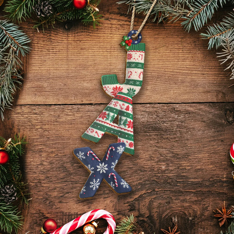 Family, Gift For Couples, Gift For Yourself, Happy - Family Couple Bestie Knitted Effect Name - Personalized Custom Shaped Wooden Ornament