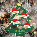 Gift For Couples,Family,Happy,Christmas - Family Friend Santa Hat Christmas Tree - Personalized 2-Layered Mix Ornament