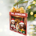 Happy,Gift For Couples,Gift For Husband,Gift For Wife,Parents,Family,Dog Lovers,Cat Lovers,Pet Lovers - Family Kid Dog Cat Christmas Gift - Personalized Custom Shaped Acrylic Ornament