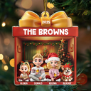 Happy,Gift For Couples,Gift For Husband,Gift For Wife,Parents,Family,Dog Lovers,Cat Lovers,Pet Lovers - Family Kid Dog Cat Christmas Gift - Personalized Custom Shaped Acrylic Ornament