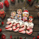 Happy,Gift For Couples,Gift For Husband,Gift For Wife,Parents,Family,Dog Lovers,Cat Lovers,Pet Lovers - Family Kid Dog Cat Christmas Tree Cake - Personalized Custom Shaped Acrylic Ornament