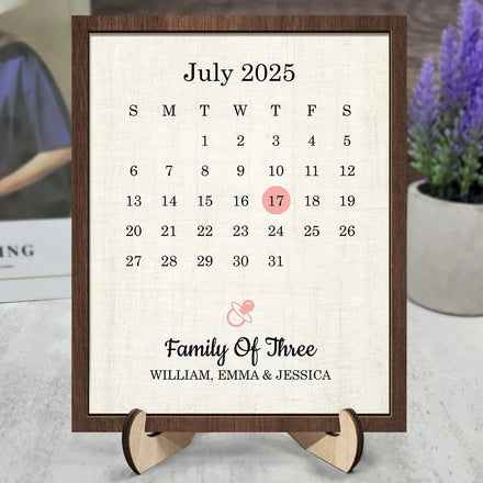 Souvenir d'amour familial - Plaque en bois personnalisée à 2 couches avec support