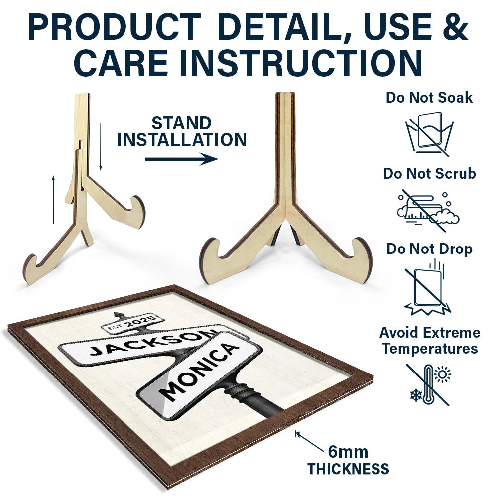 Gift For Couples,Gift For Husband,Gift For Wife,Old Couples,Parents,Gift For Mother,Gift For Father,Gift For Sibling,Gift For Sisters,Gift For Brothers,Family,Love - Family Love Keepsake - Personalized 2-Layered Wooden Plaque With Stand