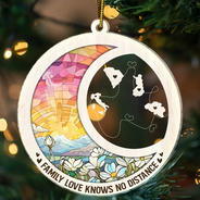 Family,Long Distance,Love,Christmas,Top Market - Family Love Knows No Distance - Personalized Custom Shaped Acrylic Ornament