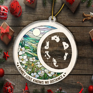 Family,Long Distance,Love,Christmas,Top Market - Family Love Knows No Distance - Personalized Custom Shaped Acrylic Ornament
