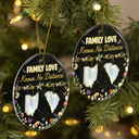 Family,Parents,Gift For Grandparents,Gift For Sibling,Gift For Sisters,Gift For Brothers,Love,Christmas,Long Distance - Family Love Knows No Distance Nacre Effect - 3D Inflated Effect Printed Ornament, Personalized Circle Ceramic Ornament
