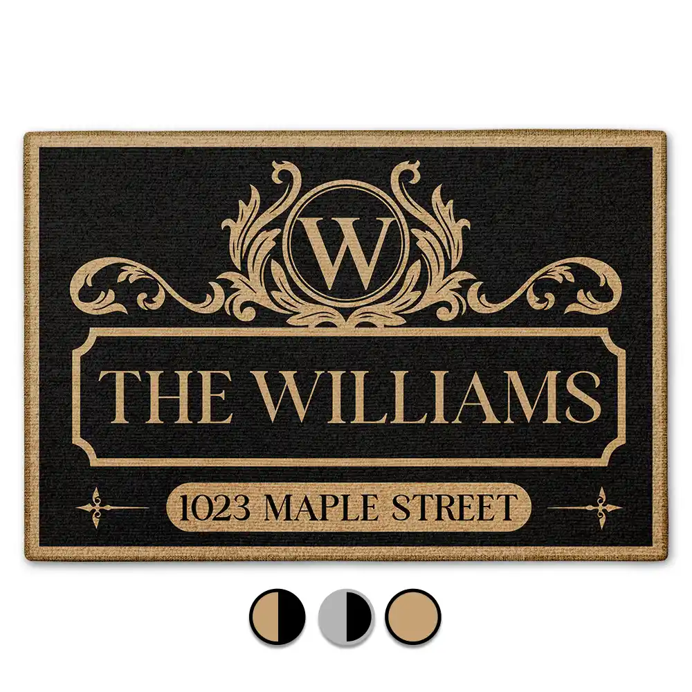 Family Monogram With Address Vintage Decor - Personalized Doormat