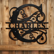 Family,Backyard - Family Name Monogram - Personalized Cutout Metal Sign