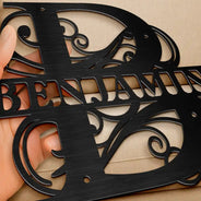 Family,Backyard - Family Name Monogram - Personalized Cutout Metal Sign