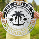 Gift For Couples,Gift For Husband,Gift For Wife,Family,Poolside - Family Name Poolside Oasis - Personalized Cutout Metal Sign