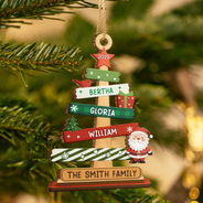 Family,Parents,Gift For Grandparents,Gift For Kids,Gift For Sibling,Gift For Brothers,Gift For Sisters,Christmas,Happy - Family Names Christmas Tree - Personalized Custom Shaped Wooden Ornament